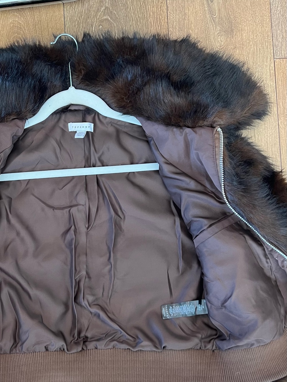 Topshop Dark Brown Faux Fur Zip Jacket XS US 0–2 - Picture 11 of 12